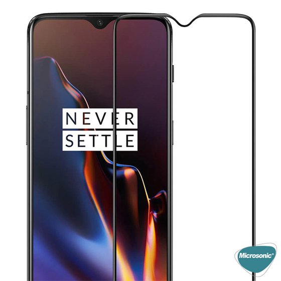 Microsonic OnePlus 7T Tam Kaplayan Temperli Cam Ekran Koruyucu Siyah