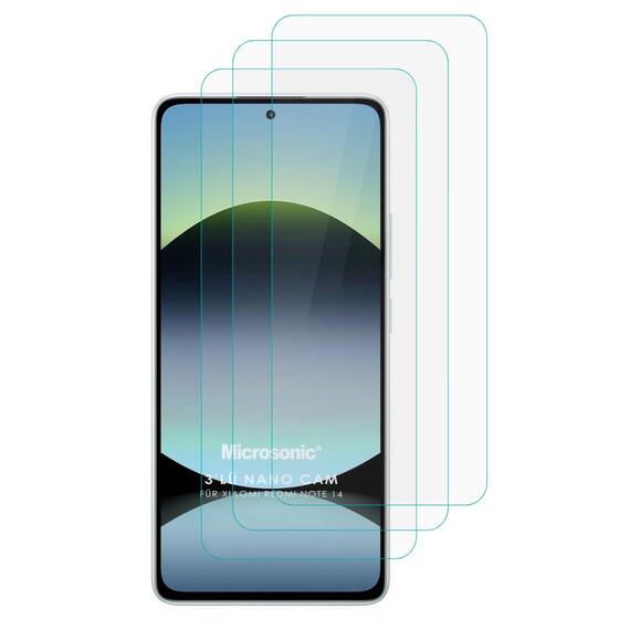 Microsonic Xiaomi Redmi Note 14 5G Screen Protector Nano Glass Cam Ekran Koruyucu (3`lü Paket)