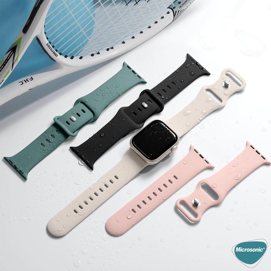 Microsonic Apple Watch Series 10 42mm Kordon ActiveFlex Wristband Yeşil