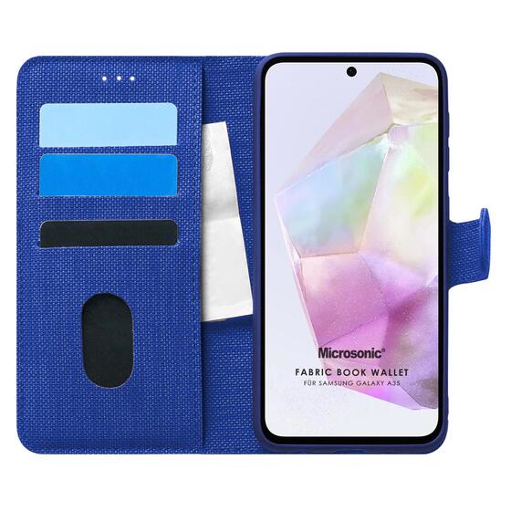 Microsonic Samsung Galaxy A35 Kılıf Fabric Book Wallet Lacivert