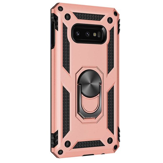 Microsonic Samsung Galaxy S10e Kılıf Military Ring Holder Rose Gold