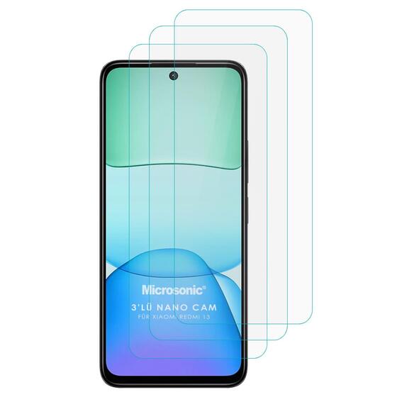 Microsonic Xiaomi Redmi 13 4G Screen Protector Nano Glass Cam Ekran Koruyucu (3`lü Paket)