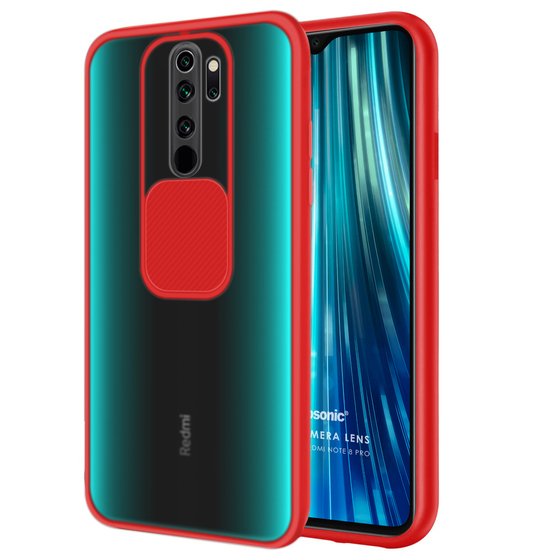 Microsonic Xiaomi Redmi Note 8 Pro Kılıf Slide Camera Lens Protection Kırmızı