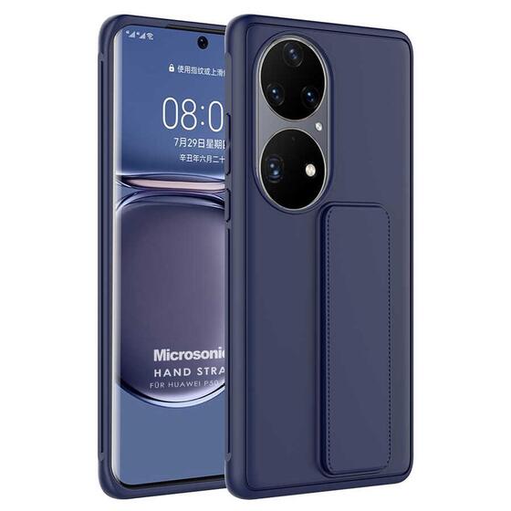 Microsonic Huawei P50 Pro Kılıf Hand Strap Lacivert