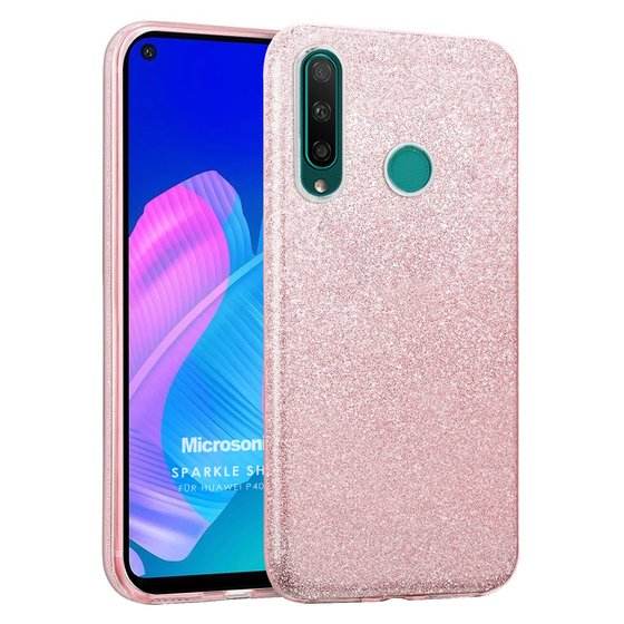 Microsonic Huawei Y7P Kılıf Sparkle Shiny Rose Gold