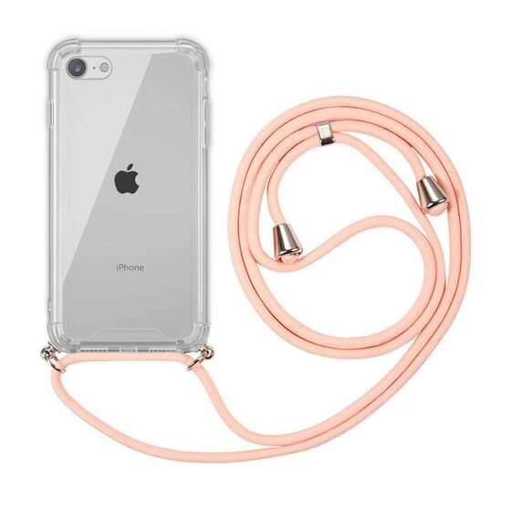 Microsonic Apple iPhone SE 2022 Kılıf Neck Lanyard Rose Gold