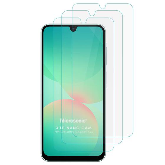 Microsonic Samsung Galaxy A26 Screen Protector Nano Glass Cam Ekran Koruyucu (3`lü Paket)