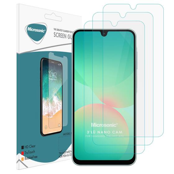 Microsonic Samsung Galaxy A26 Screen Protector Nano Glass Cam Ekran Koruyucu (3`lü Paket)