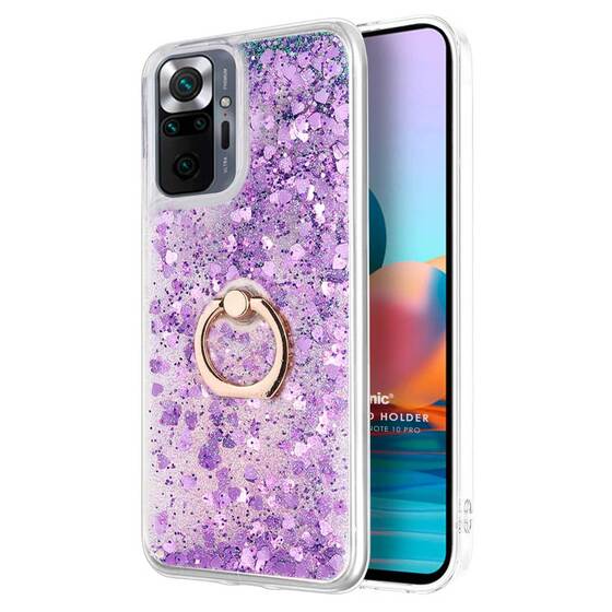 Microsonic Xiaomi Redmi Note 10 Pro Max Kılıf Glitter Liquid Holder Mor