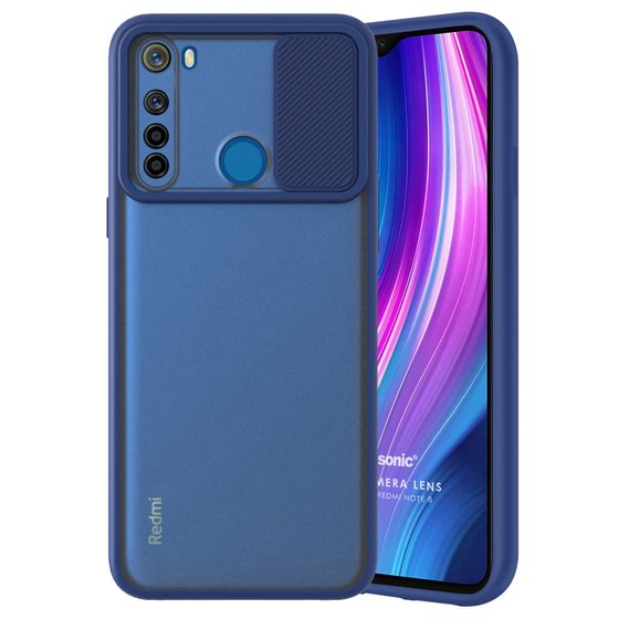 Microsonic Xiaomi Redmi Note 8 Kılıf Slide Camera Lens Protection Lacivert