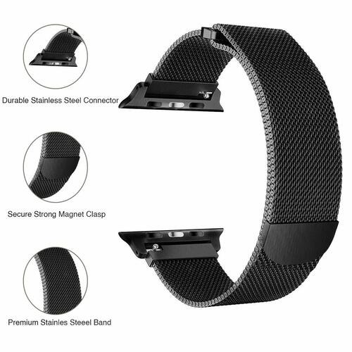 Microsonic Apple Watch Series 7 45mm Milanese Loop Kordon Mor