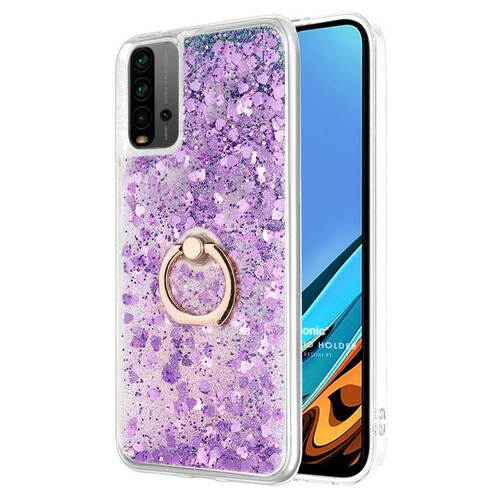 Microsonic Xiaomi Redmi 9T Kılıf Glitter Liquid Holder Mor