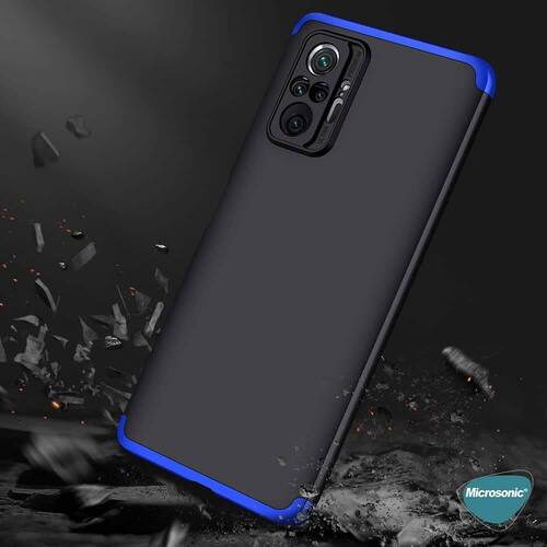 Microsonic Xiaomi Redmi Note 10 Pro Max Kılıf Double Dip 360 Protective Siyah Gri