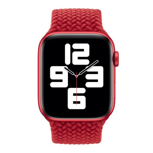 Microsonic Apple Watch Series 3 42mm Kordon, (Large Size, 160mm) Braided Solo Loop Band Kırmızı