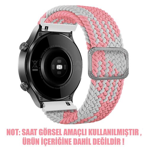Microsonic Huawei Watch Ultimate 2 Kordon Braided Loop Band Pembe Beyaz