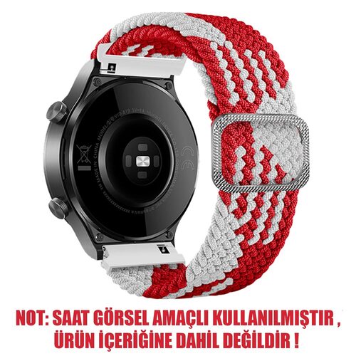 Microsonic Huawei Watch Ultimate 2 Kordon Braided Loop Band Kırmızı Beyaz
