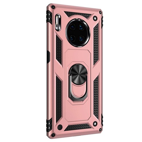 Microsonic Huawei Mate 30 Pro Kılıf Military Ring Holder Rose Gold