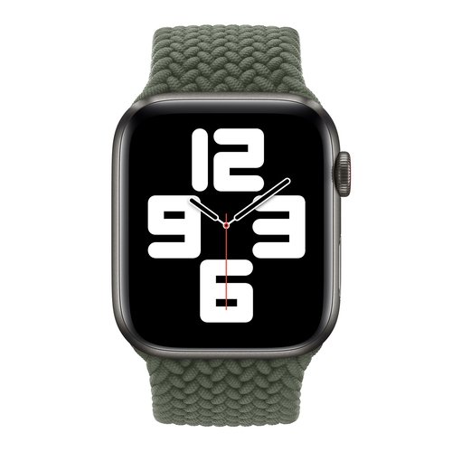 Microsonic Apple Watch Series 3 38mm Kordon, (Medium Size, 147mm) Braided Solo Loop Band Koyu Yeşil