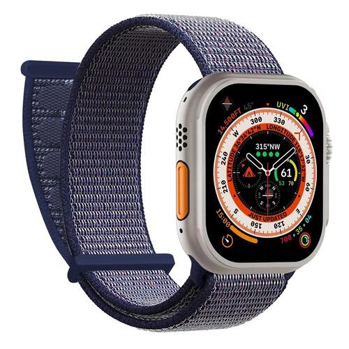 Microsonic Apple Watch SE 3 44mm Hasırlı Kordon Woven Lacivert