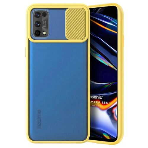 Microsonic Realme 7 Pro Kılıf Slide Camera Lens Protection Sarı