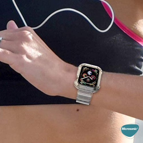 Microsonic Apple Watch SE 3 40mm Kordon Transparent Clear Band Yeşil