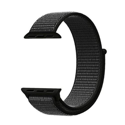 Microsonic Apple Watch Series 7 41mm Hasırlı Kordon Woven Sport Loop Siyah