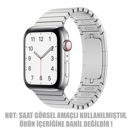 Microsonic Apple Watch Series 6 44mm Kordon Link Bracelet Band Gümüş