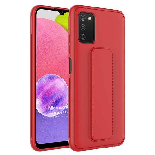 Microsonic Samsung Galaxy A03S Kılıf Hand Strap Kırmızı