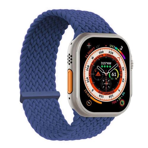 Microsonic Apple Watch SE 3 40mm Kordon, (Small Size, 127mm) Knitted Fabric Single Loop Mavi