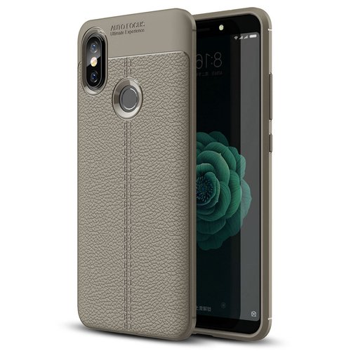 Microsonic Xiaomi Mi A2 (Mi 6X) Kılıf Deri Dokulu Silikon Gri