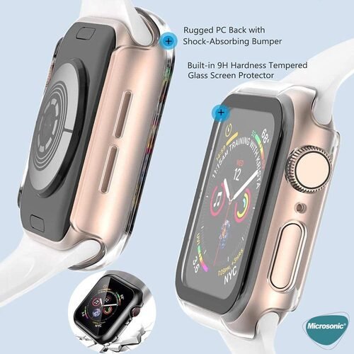 Microsonic Apple Watch Series 10 46mm Kılıf Diamond Taşlı Clear WatchBand Şeffaf
