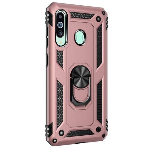 Microsonic Samsung Galaxy A60 Kılıf Military Ring Holder Rose Gold