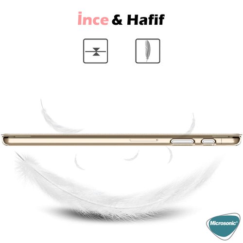 Microsonic Huawei MediaPad T3 10 Kılıf Slim Translucent Back Smart Cover Gold