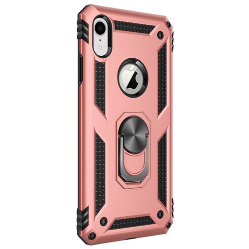 Microsonic Apple iPhone XR Kılıf Military Ring Holder Rose Gold