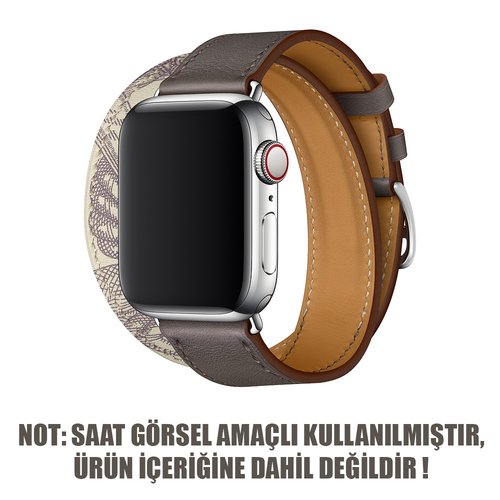 Microsonic Apple Watch Series 1 42mm Swift Leather Double Tour Strap Kahverengi