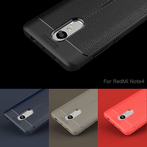 Microsonic Xiaomi Redmi Note 4 Kılıf Deri Dokulu Silikon Siyah