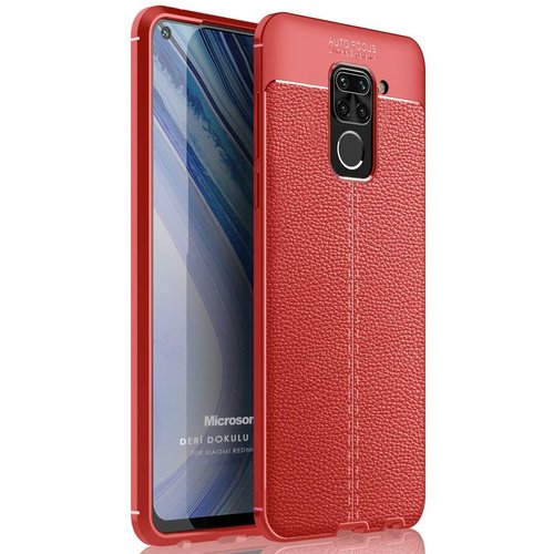 Microsonic Xiaomi Redmi Note 9 Kılıf Deri Dokulu Silikon Kırmızı