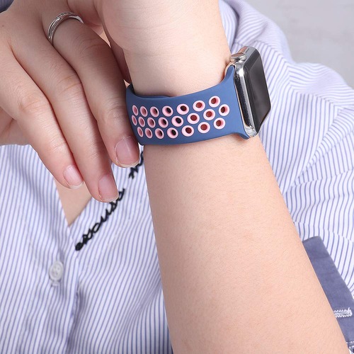 Microsonic Apple Watch SE 3 40mm Kordon Rainbow Band Yeşil Siyah