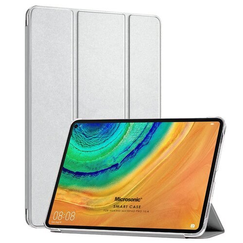 Microsonic Huawei MatePad 10.4'' Kılıf Slim Translucent Back Smart Cover Gümüş