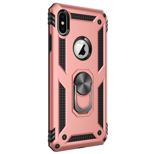 Microsonic Apple iPhone X Kılıf Military Ring Holder Rose Gold