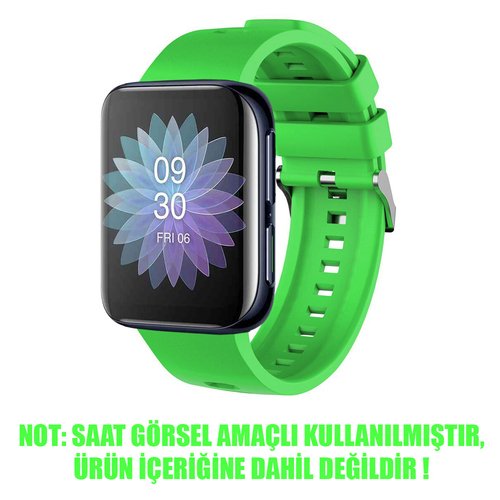 Microsonic Oppo Watch 41mm Kordon, Silicone RapidBands Yeşil ( Siyah Pimli )