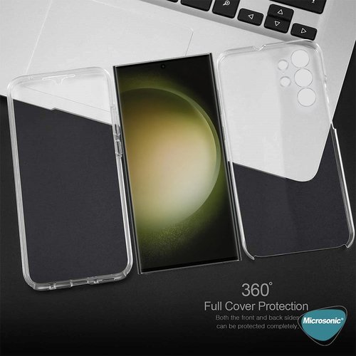 Microsonic Samsung Galaxy S23 Ultra Kılıf 6 Tarafı Tam Full Koruma 360 Clear Soft Şeffaf