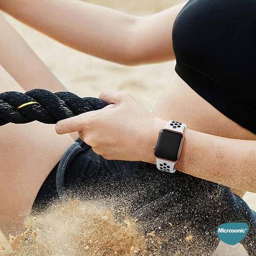 Microsonic Apple Watch SE 3 40mm Kordon Rainbow Band Mor Yeşil