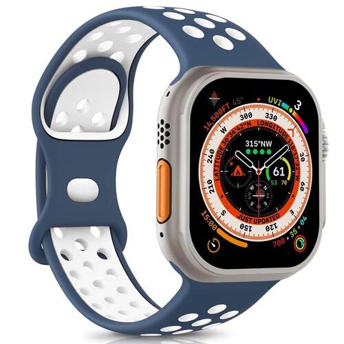 Microsonic Apple Watch SE 3 40mm Kordon Rainbow Band Lacivert Beyaz