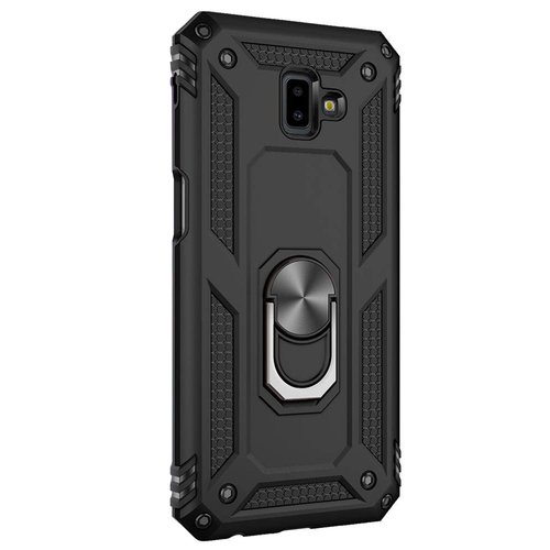 Microsonic Samsung Galaxy J6 Plus Kılıf Military Ring Holder Siyah