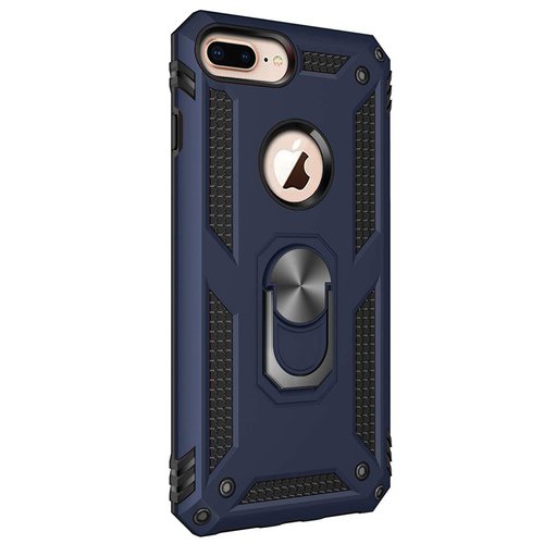 Microsonic Apple iPhone 8 Plus Kılıf Military Ring Holder Lacivert