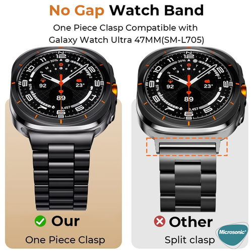 Microsonic Samsung Galaxy Watch Ultra 2025 Metal Stainless Steel Kordon Siyah