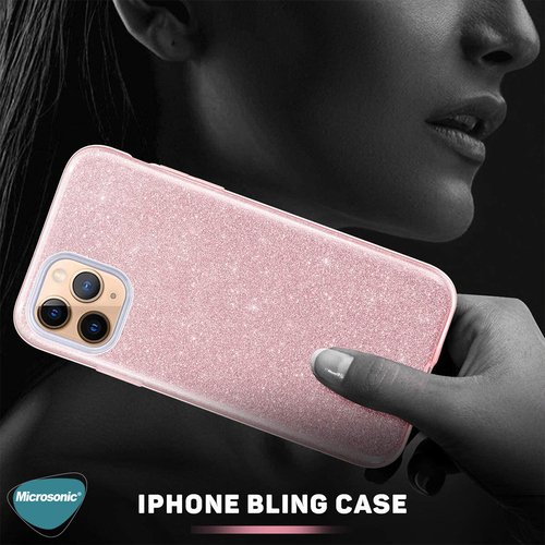 Microsonic Apple iPhone 8 Plus Kılıf Sparkle Shiny Rose Gold