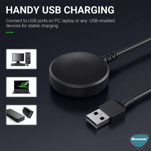 Microsonic Samsung Galaxy Watch Ultra 2025 Manyetik USB 2 Amper Şarj Kablosu Siyah