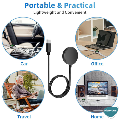 Microsonic Samsung Galaxy Watch Ultra 2025 Manyetik Type-C Şarj Kablosu Siyah